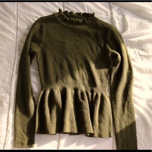 NWOT Shein green ruffled shirt